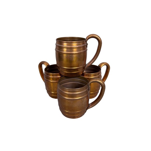 Cavalier by National Silver Copper Finish Barrel Mugs Vintage Moscow Mule x 4 - Picture 1 of 11